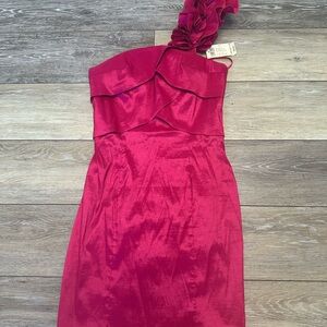 Arden B Fuchsia Mini Taffeta Pencil Dress